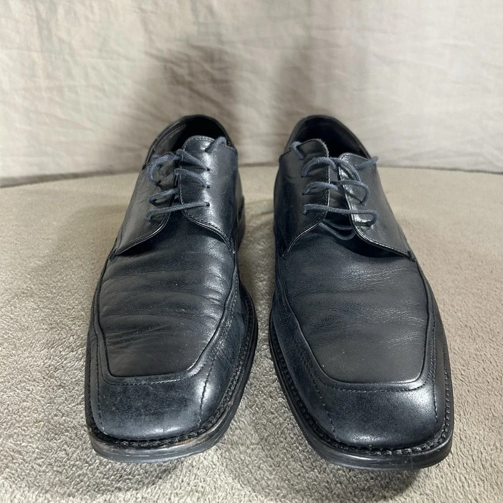 Bachrach Men's Black Leather Apron Toe Derby Dress Shoes Size 10.5 Romania